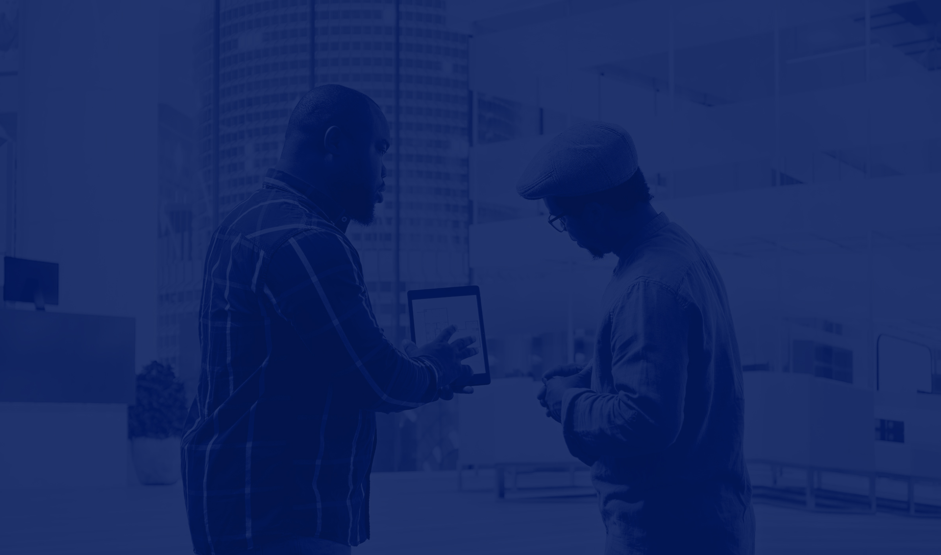 image of two men planning